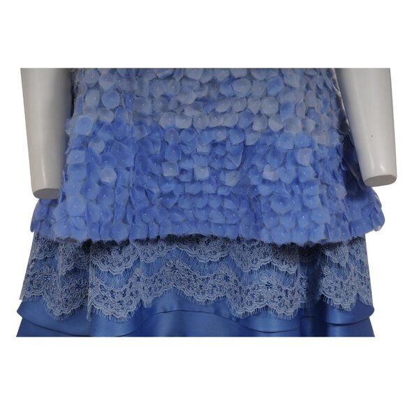 Fabiola Arias Ombre Lace Evening Dress US 10 Blue White Silk Embroidered Floral - Picture 4 of 16